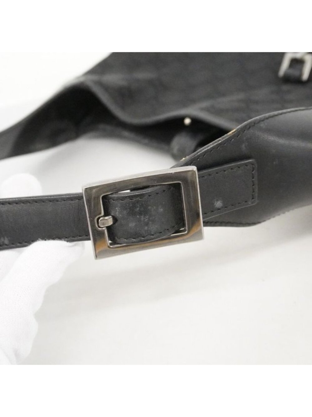 ★SOLD★ Gucci Shoulder Bag GG Canvas Jackie Black Silver - Picture 9 of 10